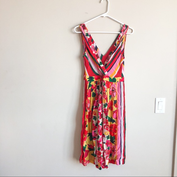 Frogbox Swiss Floral Striped Vneck Dress - Picture 4 of 6